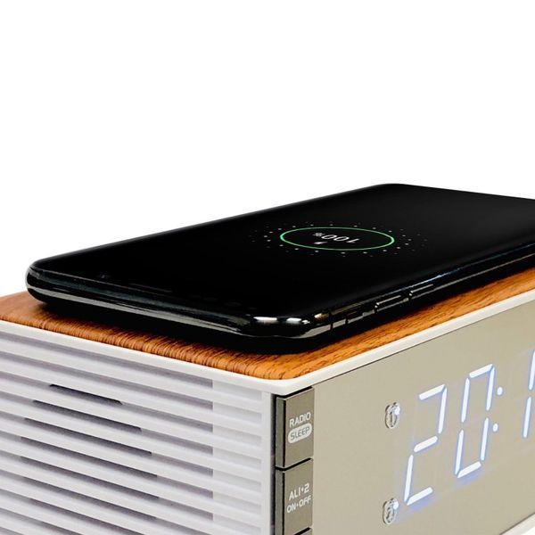 Часы настольные с радио Technoline WT487 Wireless Mobile Charging White/Brown (WT487) DAS302715 фото