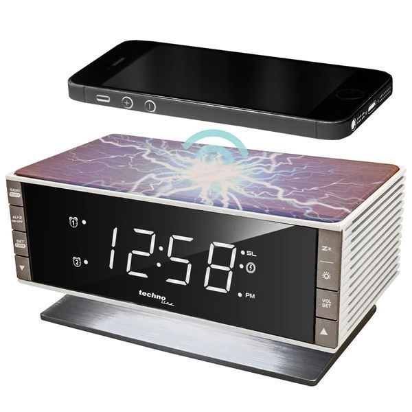 Часы настольные с радио Technoline WT487 Wireless Mobile Charging White/Brown (WT487) DAS302715 фото