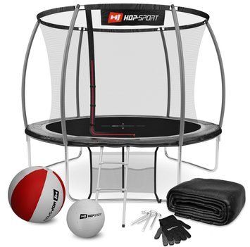 Батут Hop-Sport Premium 10ft (305см) черно-серый с внутренней сеткой H-5902308226135 фото
