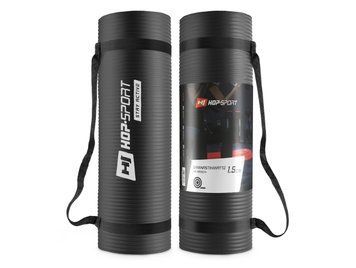 Мат для фітнесу та йоги з отворами Hop-Sport HS-N015GM 1,5см чорний H-5902308216051 фото
