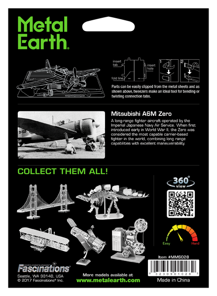 Металлический 3D конструктор "Истребитель Mitsubishi Zero", Metal Earth, MMS028 TP-373 фото