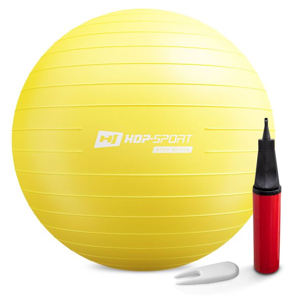 Фітбол Hop-Sport 75см жовтий + насос 2020 H-5902308223516 фото